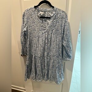 Lake Pajamas Eloise Tiered Dress in Delft Blue Garden Floral